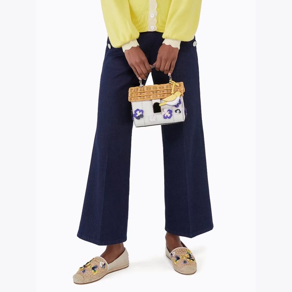 Kate Spade Leather & Wicker Wild Petal Bird House Crossbody Bag - Picture 6 of 12